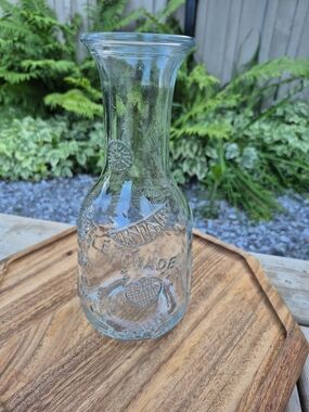 Vintage Clear Glass Lemonade Carafe | Embossed Lemon Pattern 9.5"